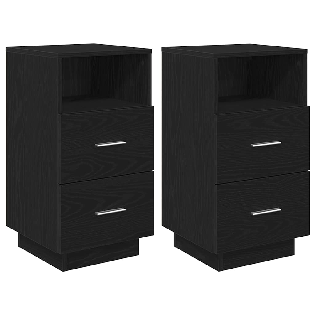 Nattbord 2 Stk Med 2 Skuffer Svart 36X36X68 Cm