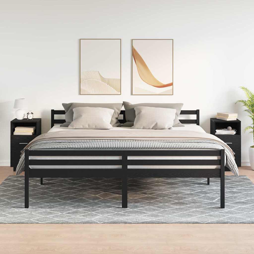 Nattbord 2 Stk Med 2 Skuffer Svart 36X36X68 Cm