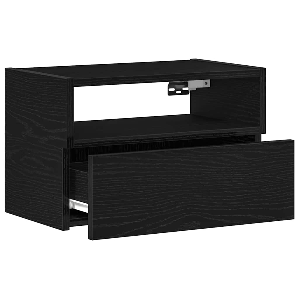 Veggmontert Nattbord Svart 45X26X28,5 Cm