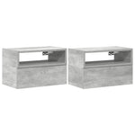 Veggmonterte Nattbord 2 Stk Betonggrå 45X26X28,5 Cm