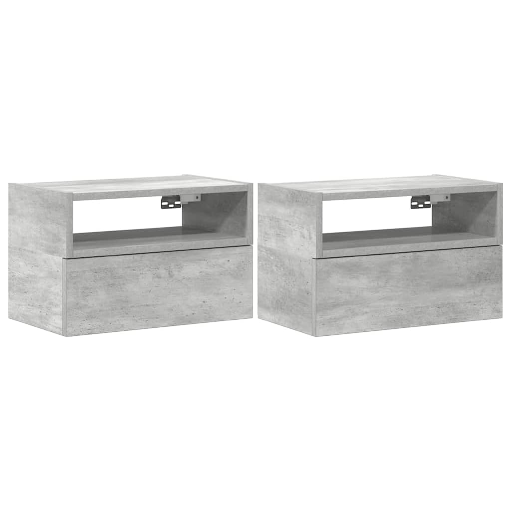 Veggmonterte Nattbord 2 Stk Betonggrå 45X26X28,5 Cm