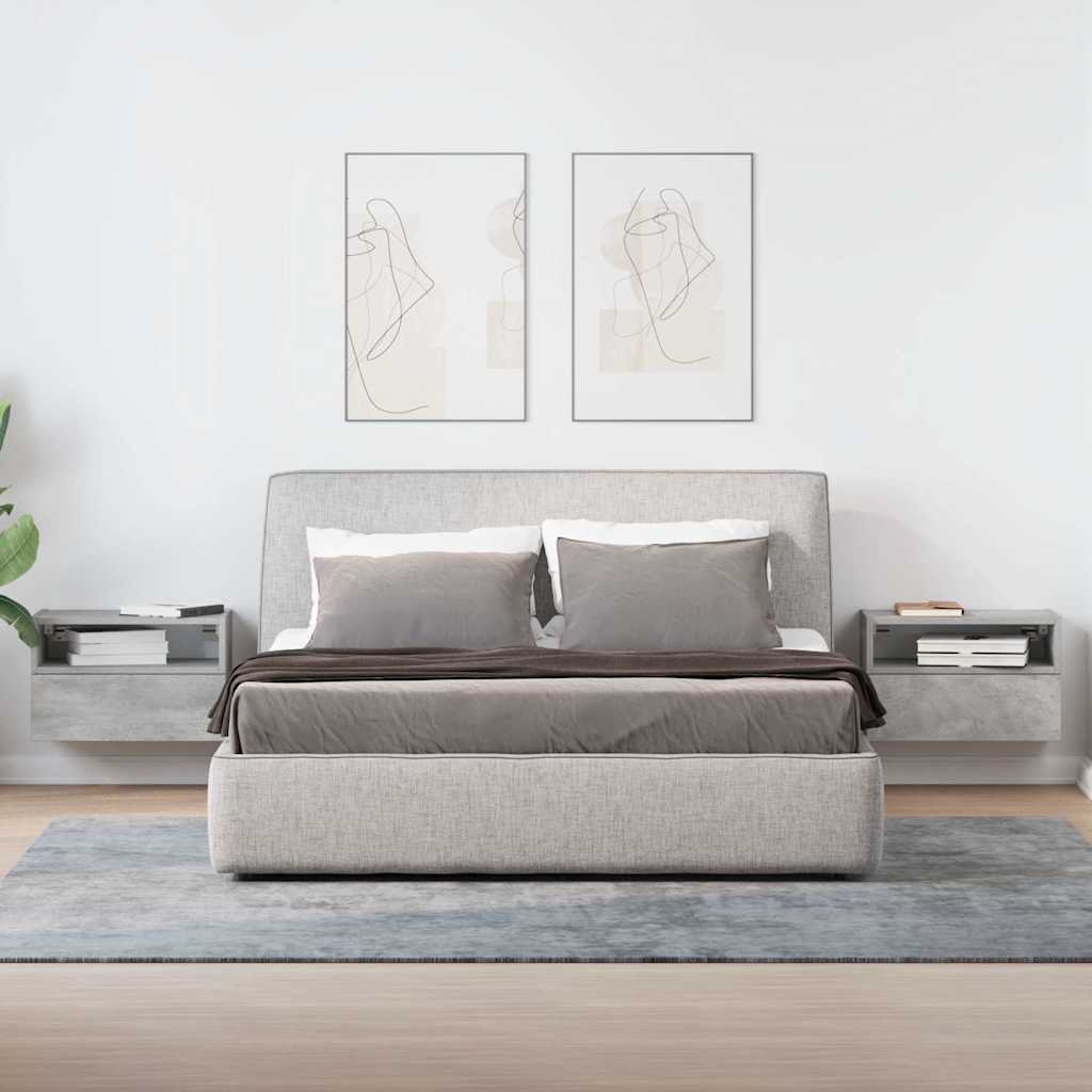Veggmonterte Nattbord 2 Stk Betonggrå 45X26X28,5 Cm