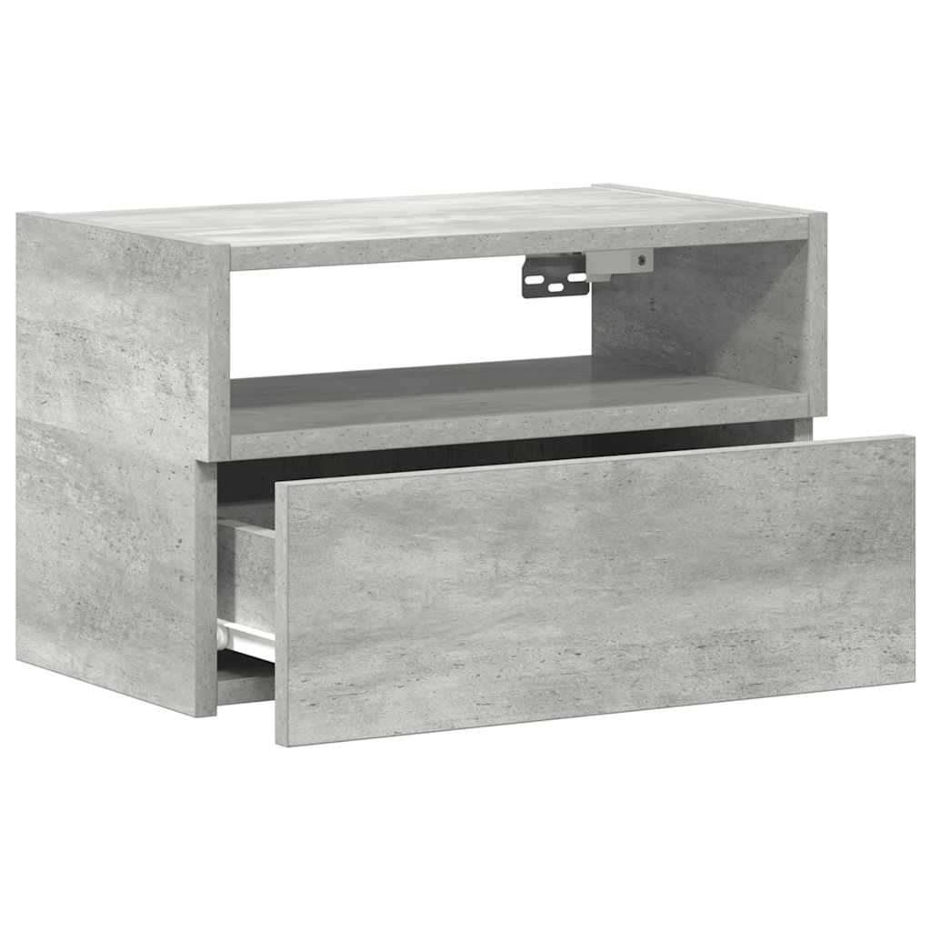 Veggmonterte Nattbord 2 Stk Betonggrå 45X26X28,5 Cm