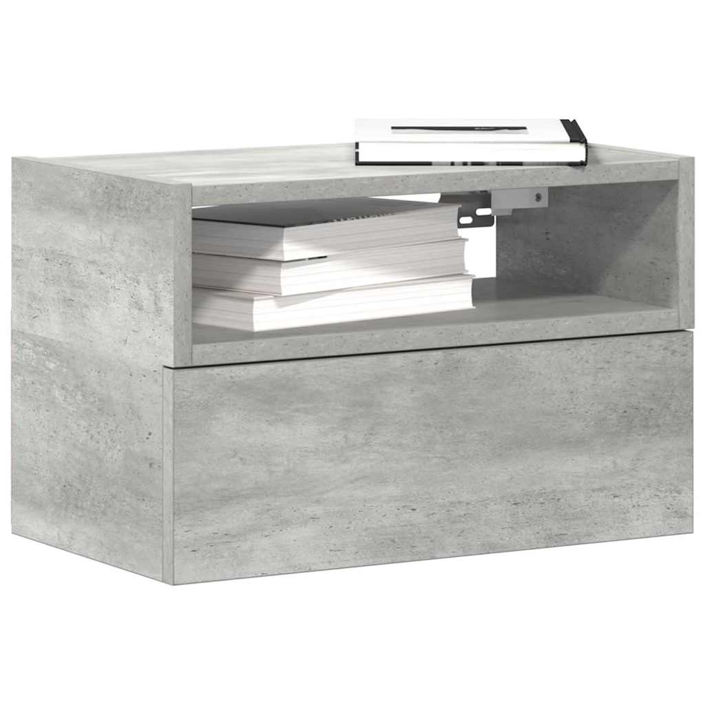 Veggmonterte Nattbord 2 Stk Betonggrå 45X26X28,5 Cm