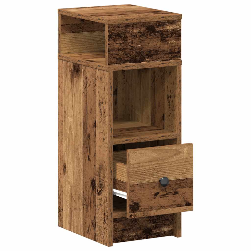Nattbord 2 Stk Med Skuff Gammelt Tre 25X31X66 Cm