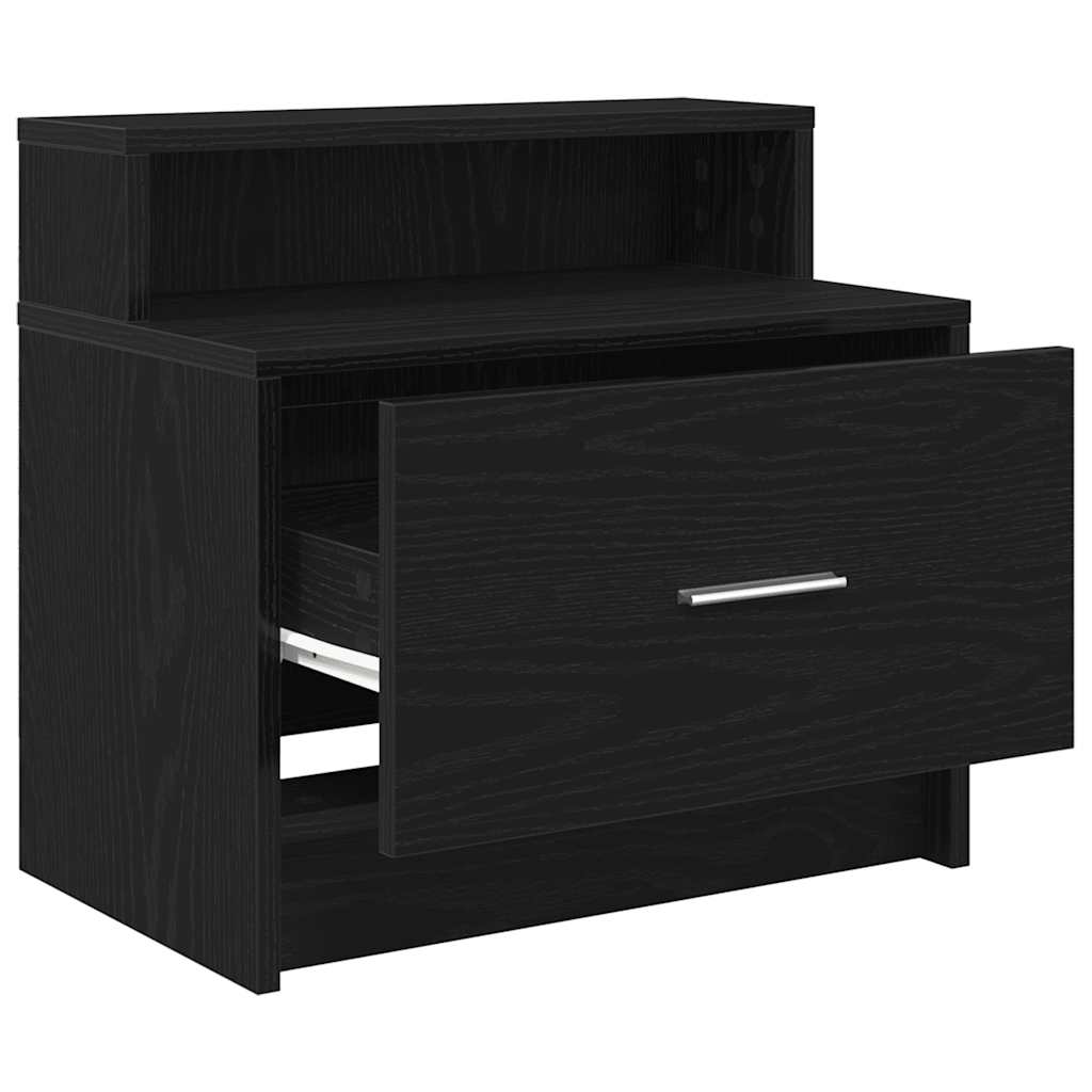 Nattbord Med Skuff 2 Stk Svart Eik 51X31X47 Cm