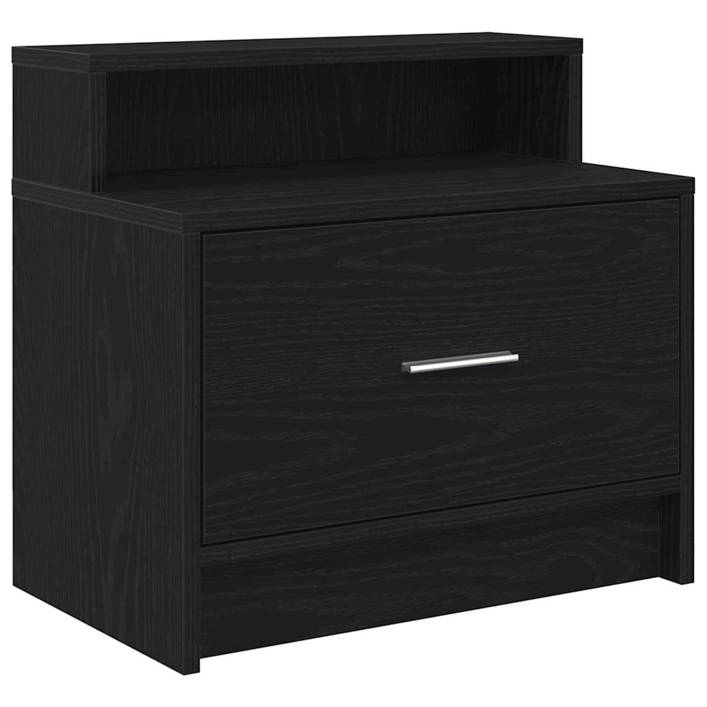 Nattbord Med Skuff 2 Stk Svart Eik 51X31X47 Cm