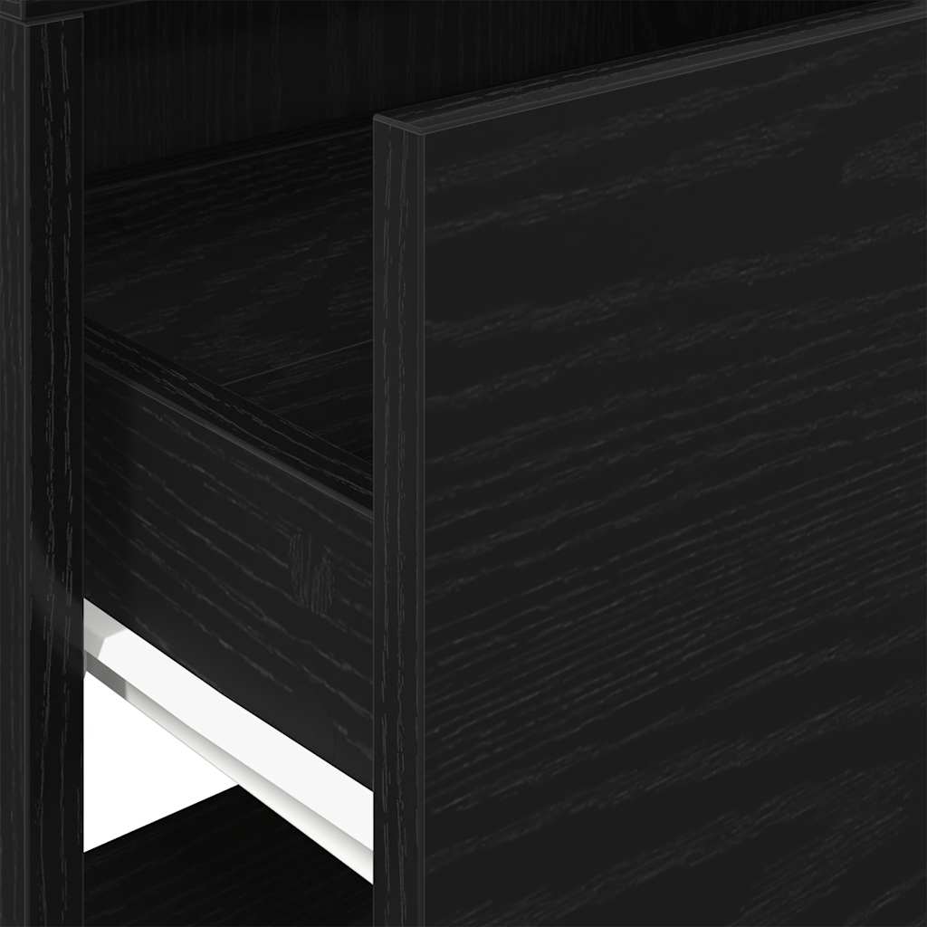 Nattbord Med Skuff 2 Stk Svart Eik 51X31X47 Cm