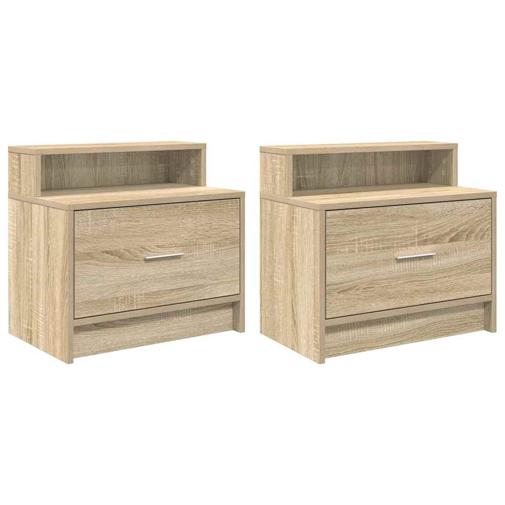 Nattbord Med Skuff 2 Stk Sonoma Eik 51X31X47 Cm