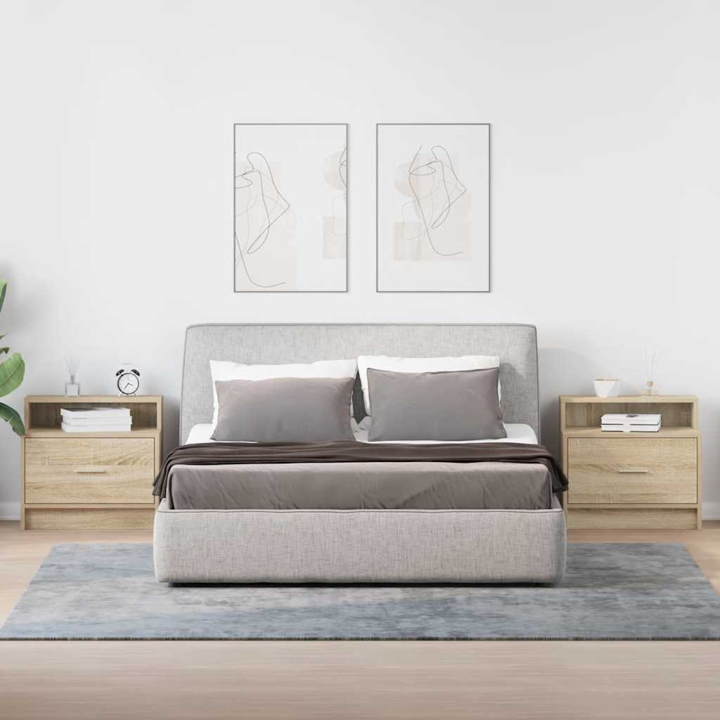 Nattbord Med Skuff 2 Stk Sonoma Eik 51X31X47 Cm