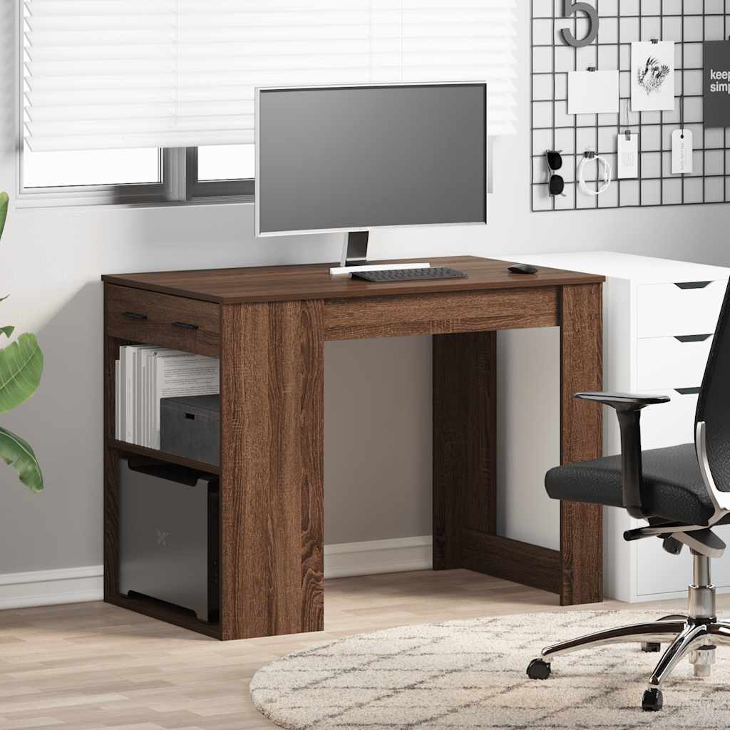 Skrivebord Med Skuff Og Hylle 102X62X77,5 Cm Konstruert Tre