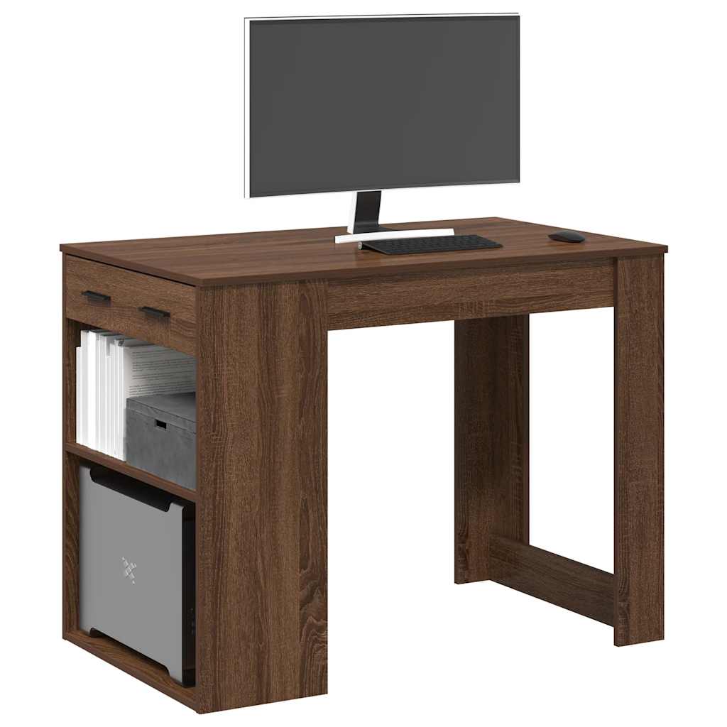 Skrivebord Med Skuff Og Hylle 102X62X77,5 Cm Konstruert Tre