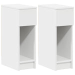 Nattbord Med Skuff 2 Stk Hvit 20X36X60 Cm