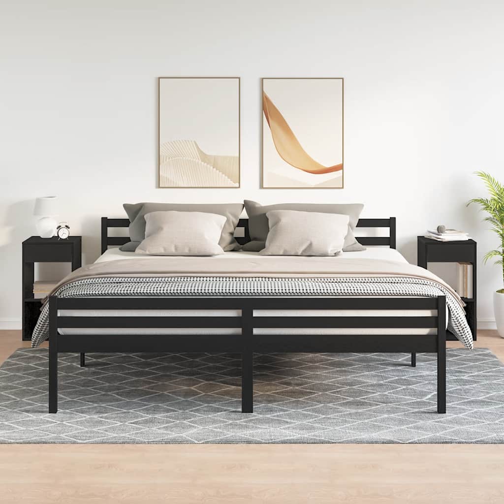 Nattbord Med Skuff 2 Stk Svart Eik 35X34X66,5 Cm