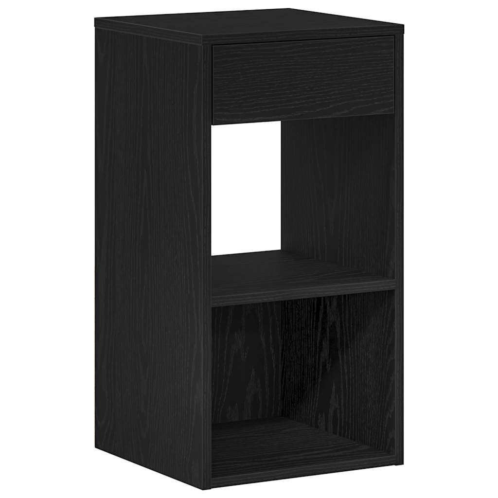 Nattbord Med Skuff 2 Stk Svart Eik 35X34X66,5 Cm