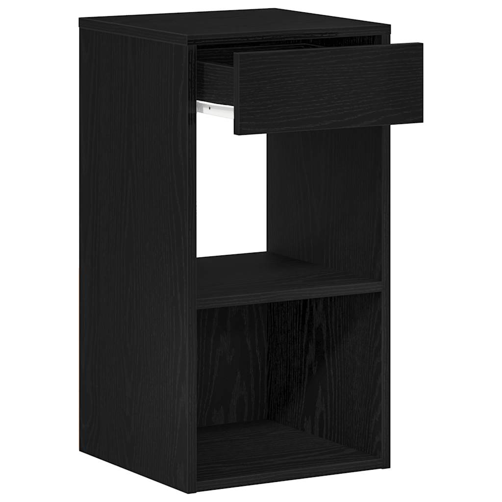 Nattbord Med Skuff 2 Stk Svart Eik 35X34X66,5 Cm
