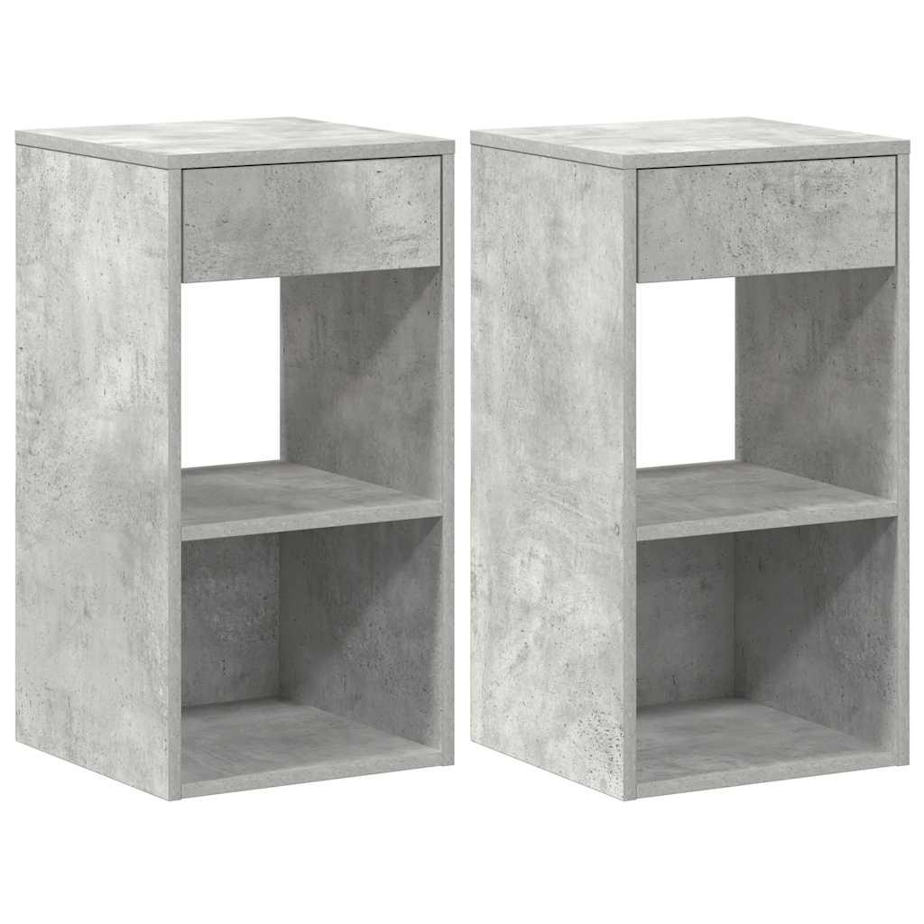 Nattbord Med Skuff 2 Stk Betonggrå 35X34X66,5 Cm