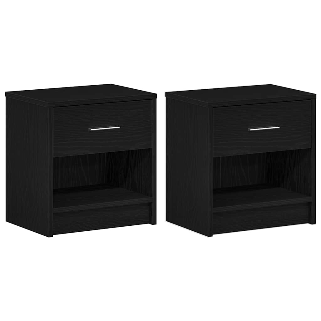 Nattbord 2 Stk Med Skuff Svart 39X28X41 Cm