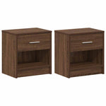 Nattbord 2 Stk Med Skuff Brun Eik 39X28X41 Cm