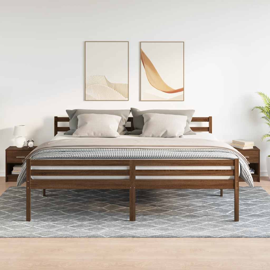 Nattbord 2 Stk Med Skuff Brun Eik 39X28X41 Cm