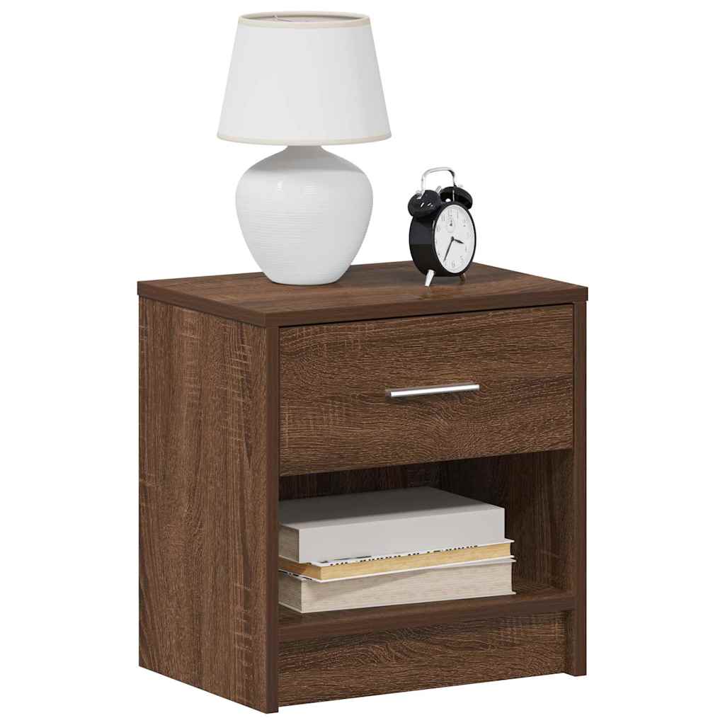 Nattbord 2 Stk Med Skuff Brun Eik 39X28X41 Cm