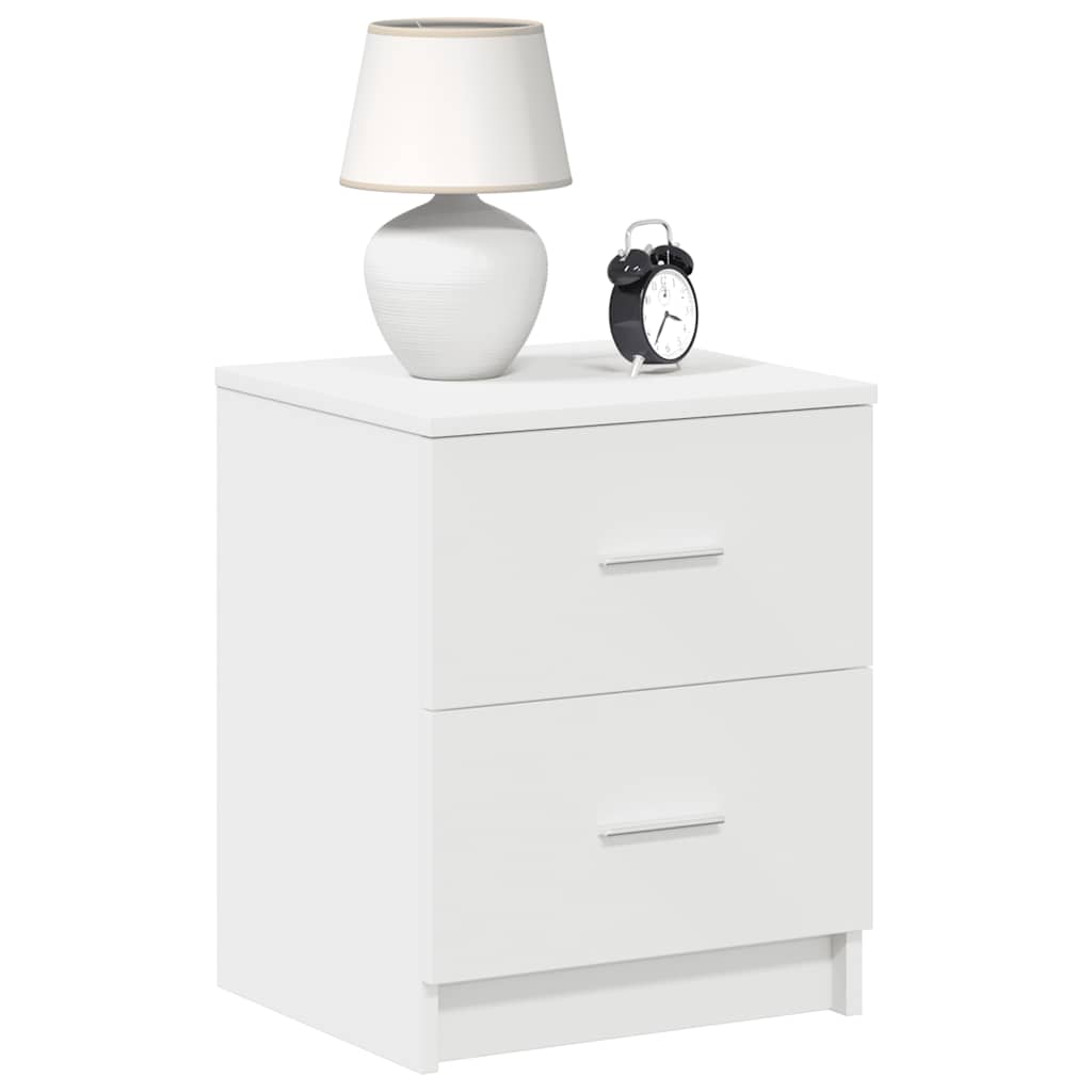 Nattbord 2 Stk Med 2 Skuffer Hvit 40X36X50 Cm
