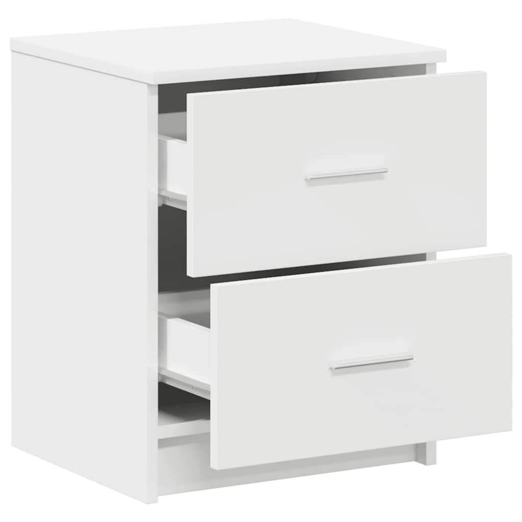 Nattbord 2 Stk Med 2 Skuffer Hvit 40X36X50 Cm