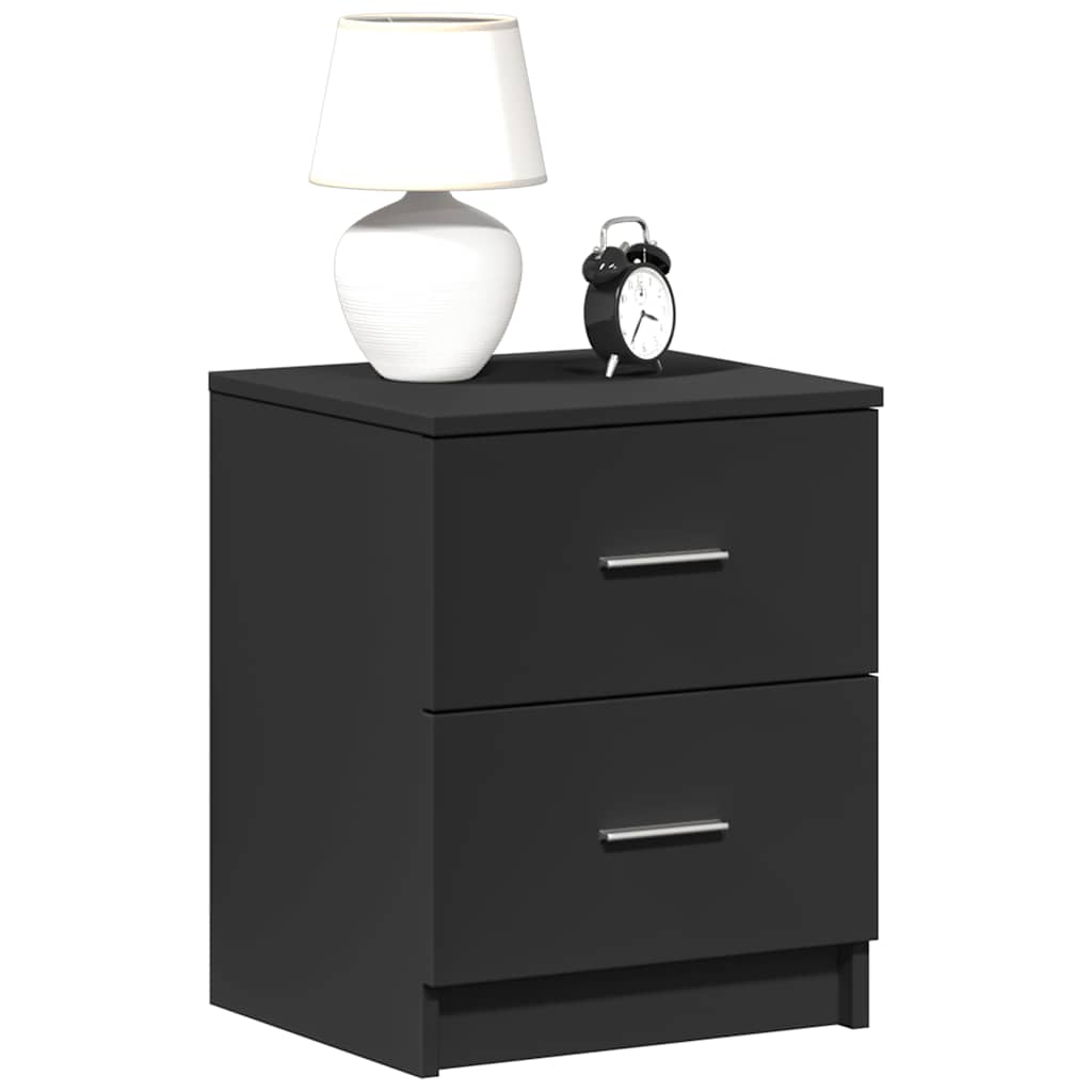 Nattbord 2 Stk Med 2 Skuffer Svart 40X36X50 Cm