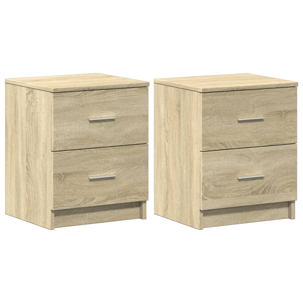Nattbord 2 Stk Med 2 Skuffer Sonoma Eik 40X36X50 Cm
