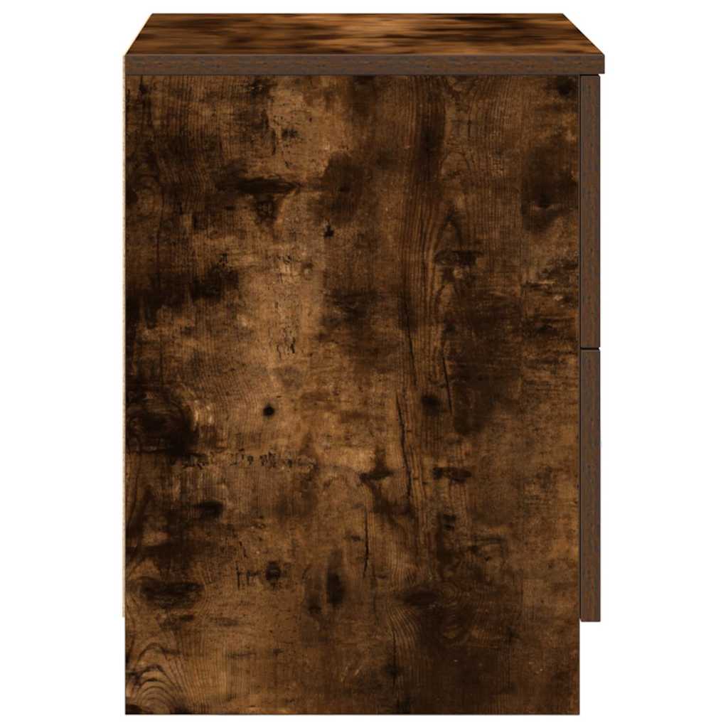Nattbord 2 Stk Med 2 Skuffer Røkt Eik 40X36X50 Cm