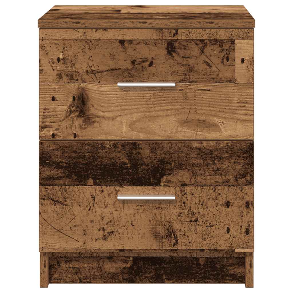 Nattbord Med 2 Skuffer Gammelt Tre 40X36X50 Cm