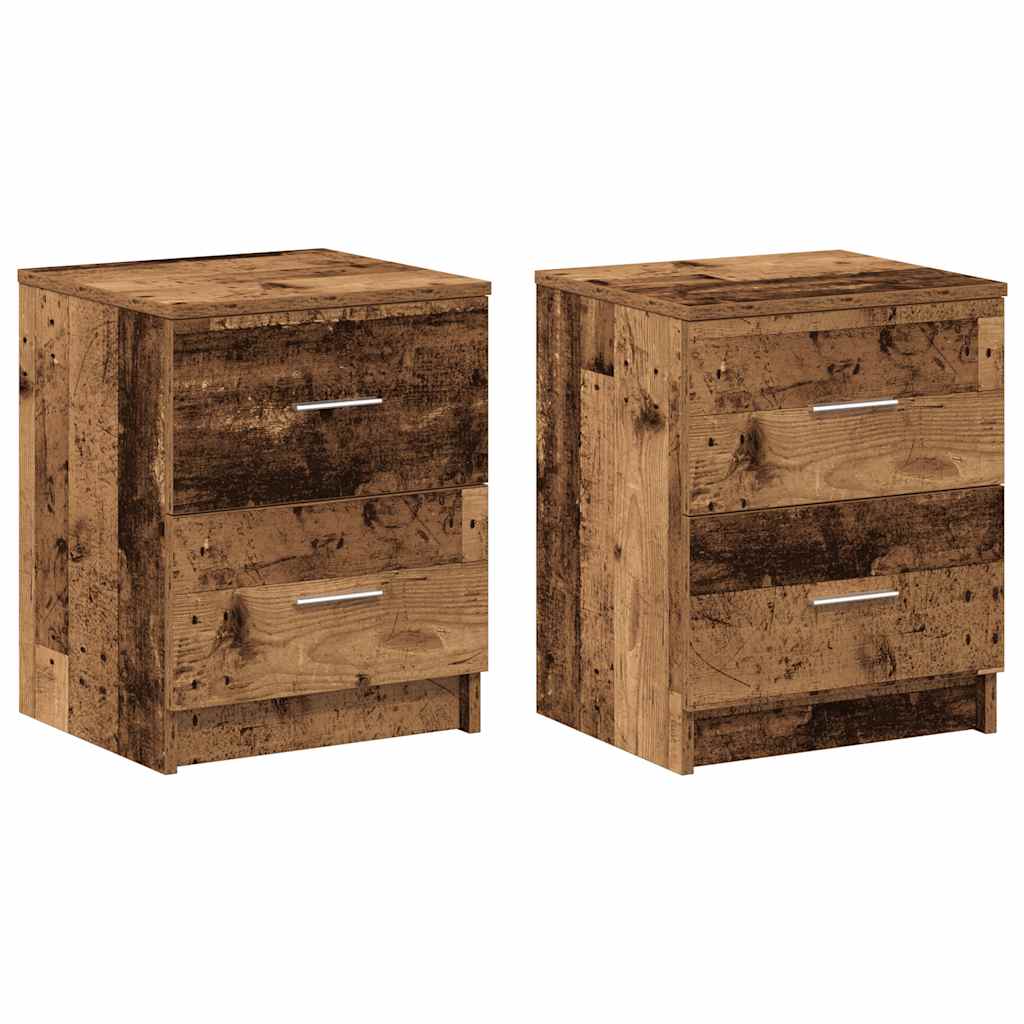 Nattbord 2 Stk Med 2 Skuffer Gammelt Tre 40X36X50 Cm