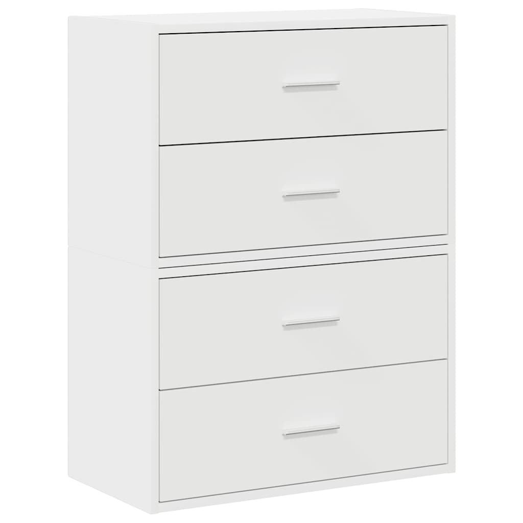 Skap Med 2 Skuffer 2 Stk Hvit 60X31X40 Cm Konstruert Tre