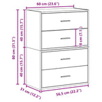 Skap Med 2 Skuffer 2 Stk Hvit 60X31X40 Cm Konstruert Tre