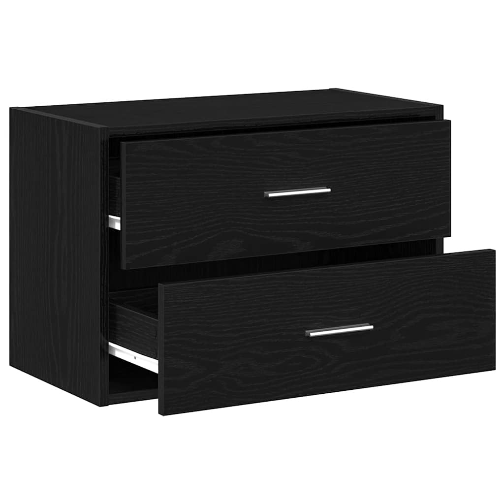 Skap Med 2 Skuffer Sort Eik 60X31X40 Cm Konstruert Tre