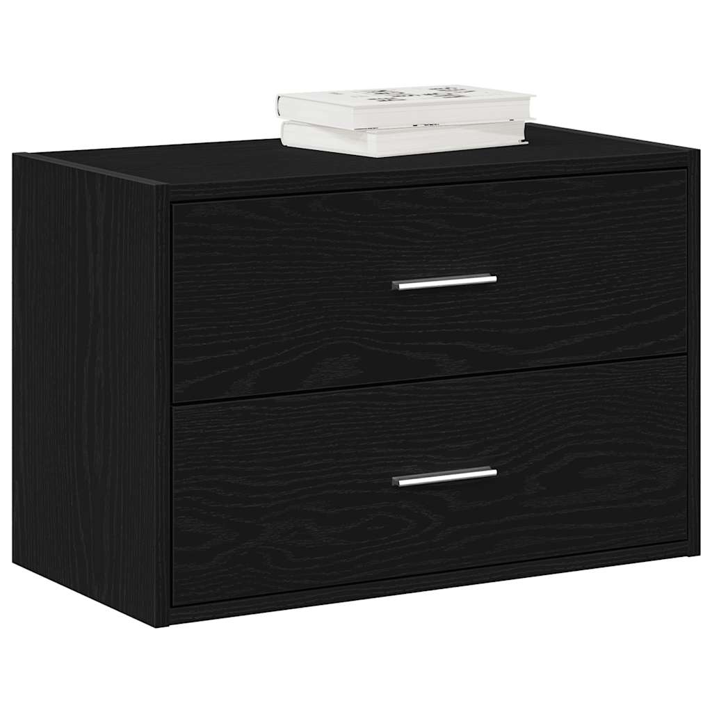Skap Med 2 Skuffer Sort Eik 60X31X40 Cm Konstruert Tre