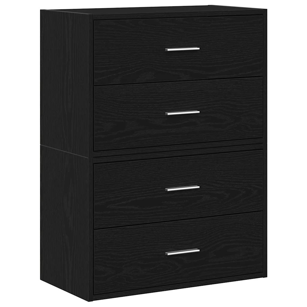 Skap Med 2 Skuffer 2 Stk Sort Eik 60X31X40 Cm Konstruert Tre