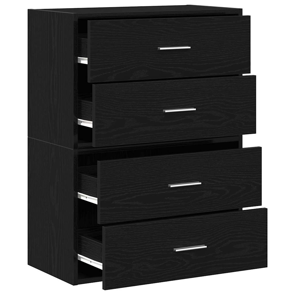 Skap Med 2 Skuffer 2 Stk Sort Eik 60X31X40 Cm Konstruert Tre