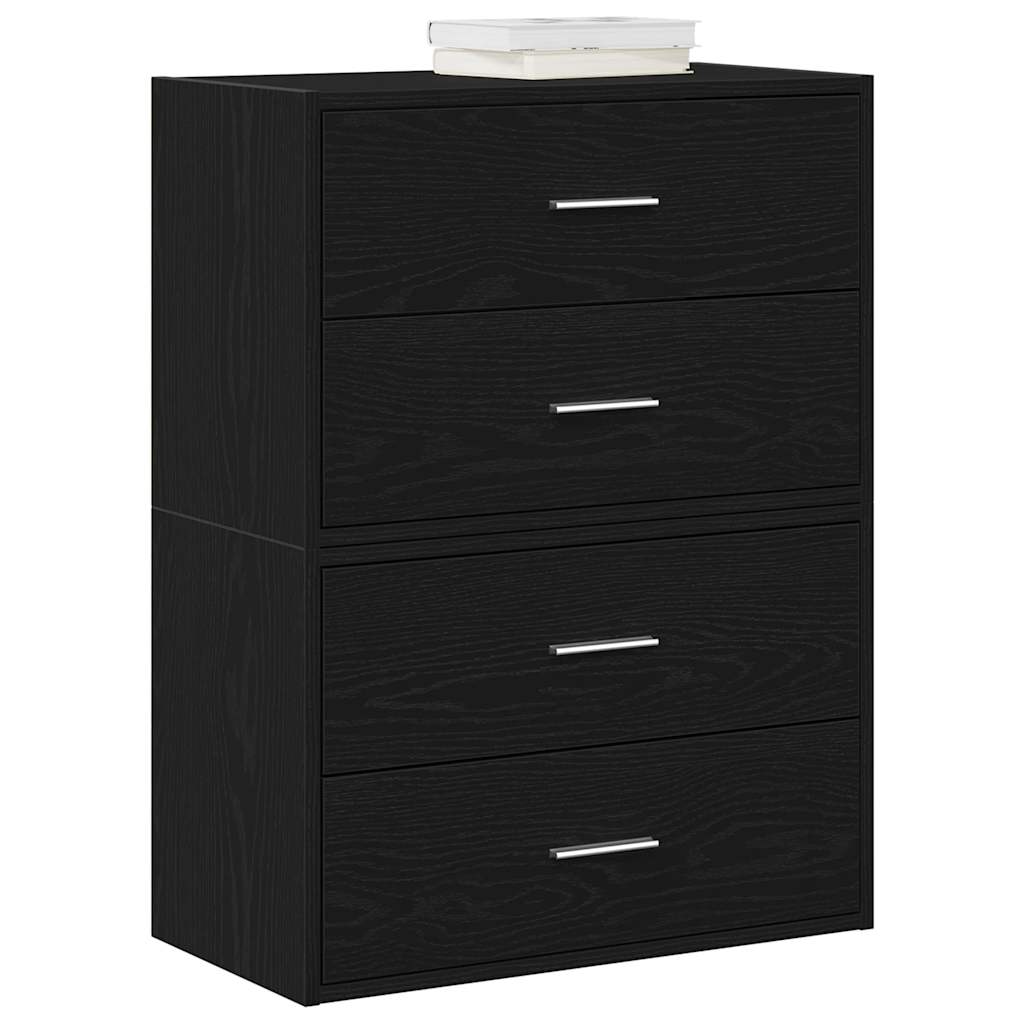 Skap Med 2 Skuffer 2 Stk Sort Eik 60X31X40 Cm Konstruert Tre