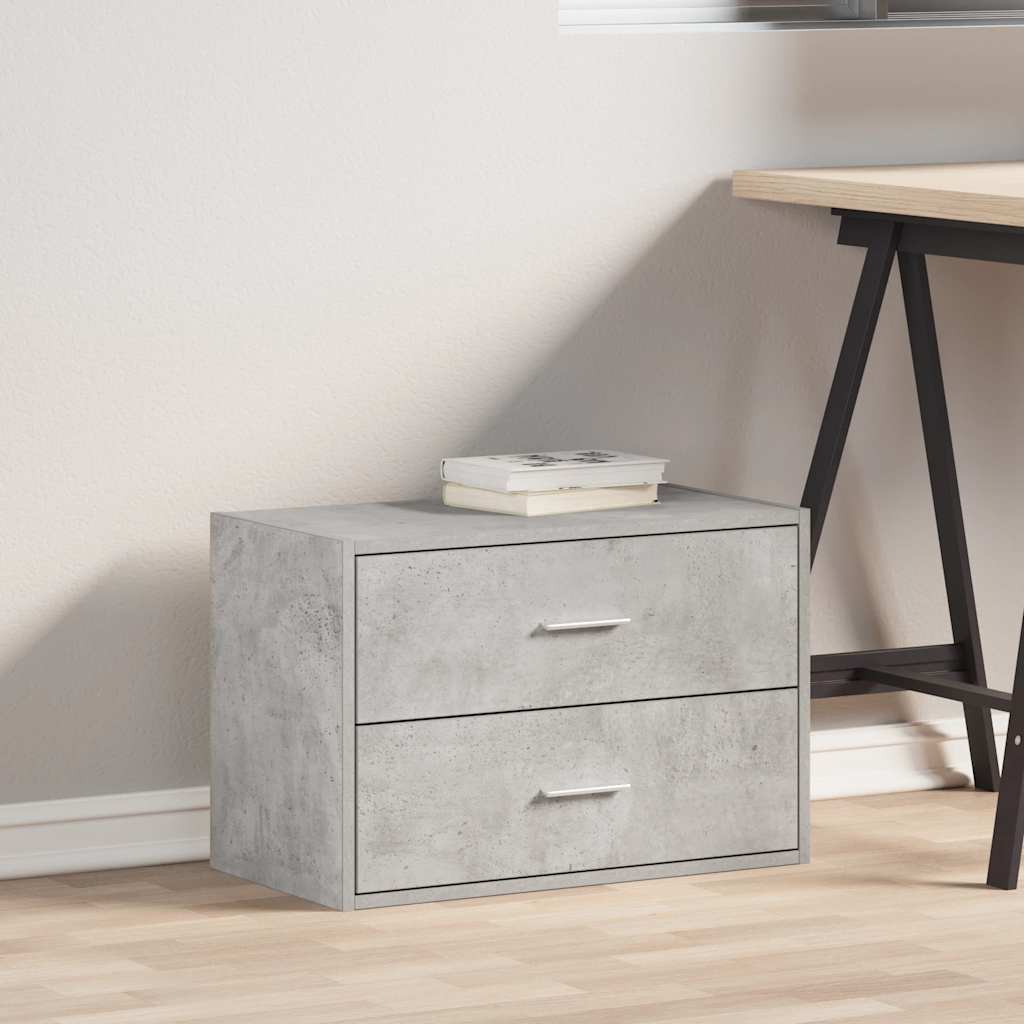 Skap Med 2 Skuffer Betonggrå 60X31X40 Cm Konstruert Tre