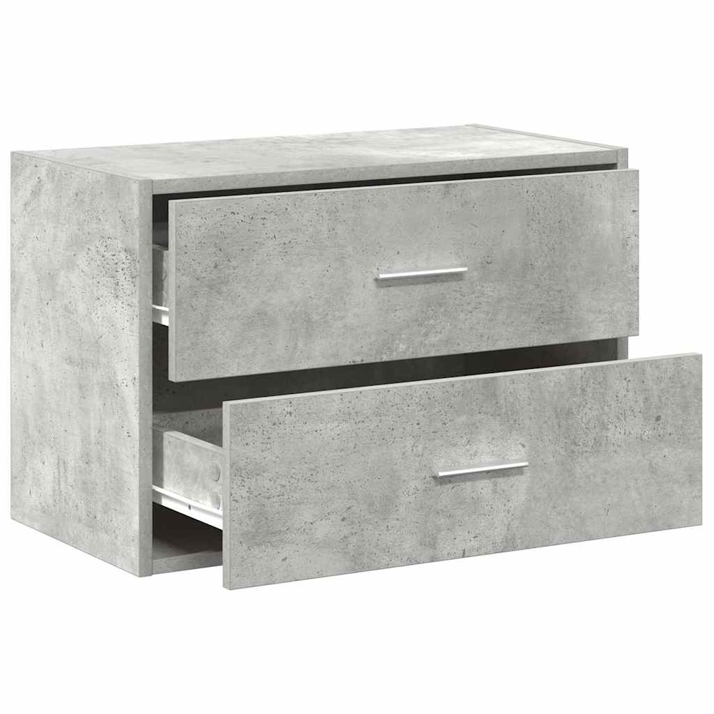 Skap Med 2 Skuffer Betonggrå 60X31X40 Cm Konstruert Tre