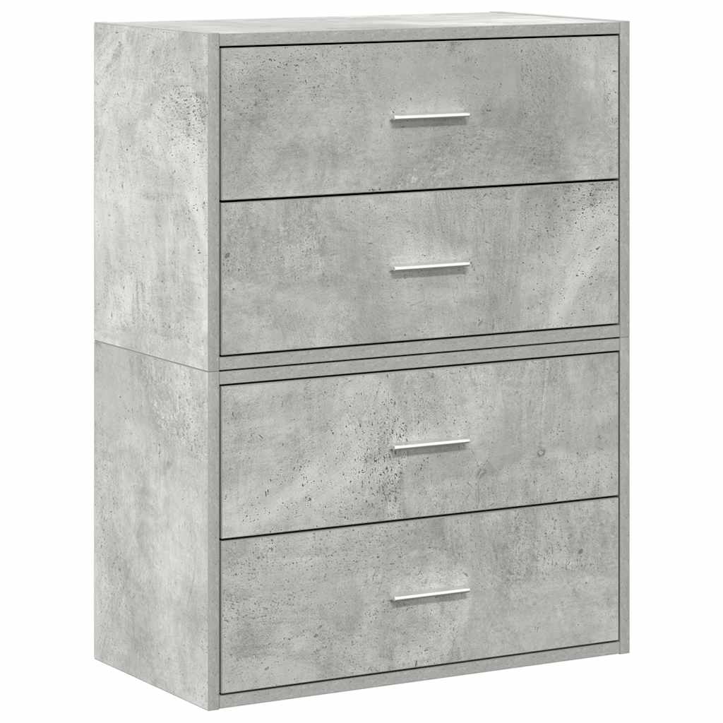 Skap Med 2 Skuffer 2 Stk Betonggrå 60X31X40 Cm Konstruert Tre