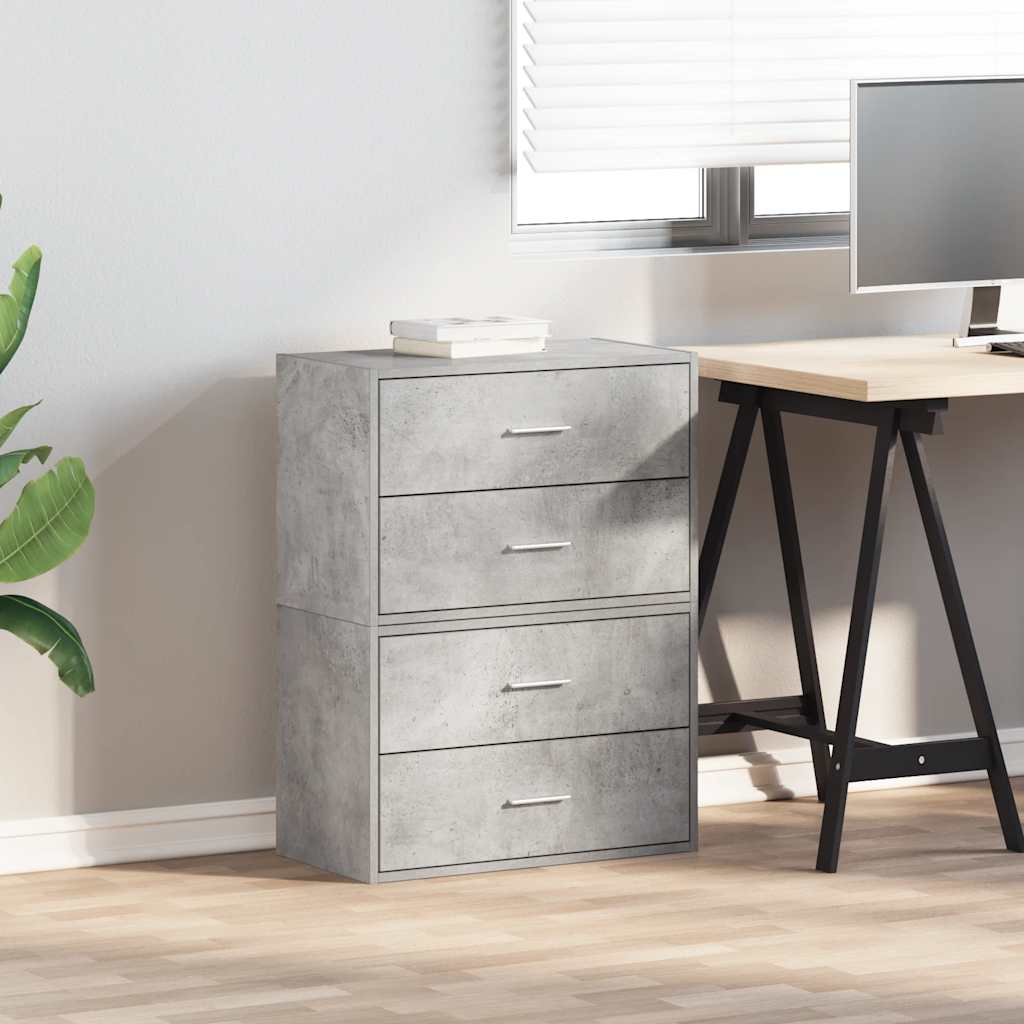 Skap Med 2 Skuffer 2 Stk Betonggrå 60X31X40 Cm Konstruert Tre