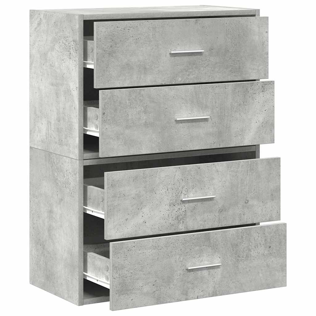 Skap Med 2 Skuffer 2 Stk Betonggrå 60X31X40 Cm Konstruert Tre