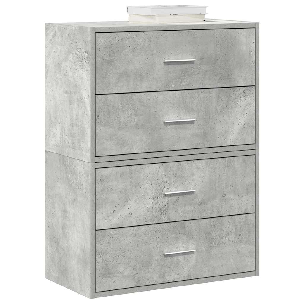 Skap Med 2 Skuffer 2 Stk Betonggrå 60X31X40 Cm Konstruert Tre