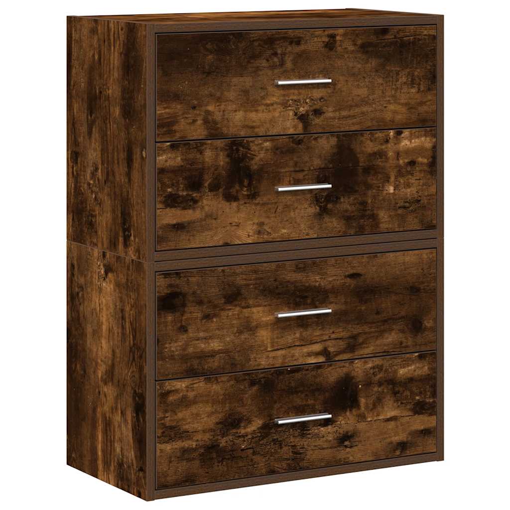 Skap Med 2 Skuffer 2 Stk Røkt Eik 60X31X40 Cm Konstruert Tre