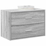 Skap Med 2 Skuffer Grå Eik 60X31X40 Cm Konstruert Tre