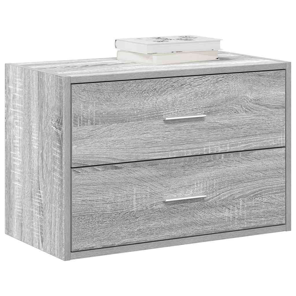 Skap Med 2 Skuffer Grå Eik 60X31X40 Cm Konstruert Tre