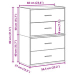 Skap Med 2 Skuffer 2 Stk Artisan Eik 60X31X40 Cm Konstruert Tre
