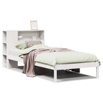 Seng Med Bokhylle Uten Madrass Hvit 100X200 Cm Heltre Furu